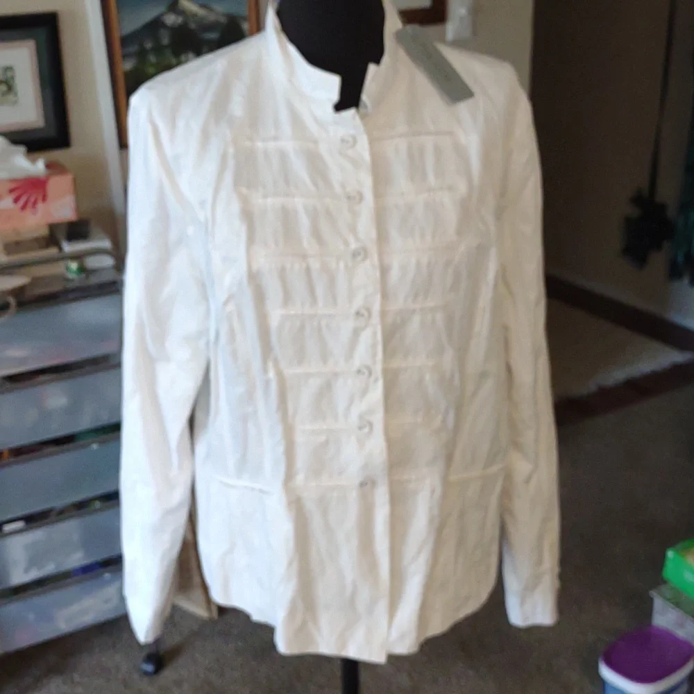 Chico's White Kayte Military Style Lightweight Jacket NWT - Picture 2 of 8